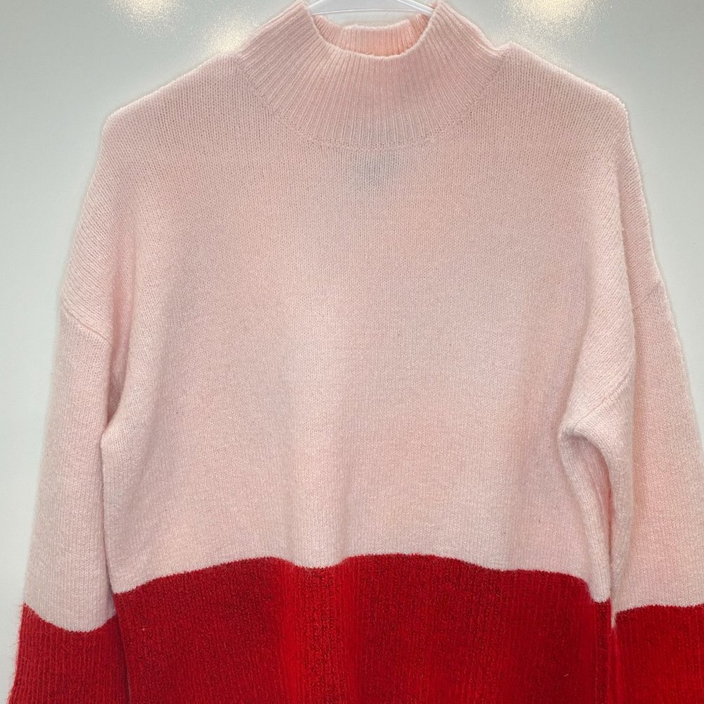 Red and Pink Mock Neck Sweater!